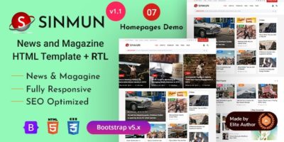 News & Magazine HTML Template - Sinmun by EnvyTheme