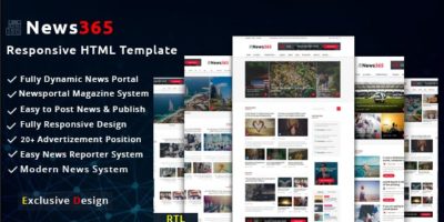 News365 - Multipurpose Newspaper and Blog HTML Template by bdtask