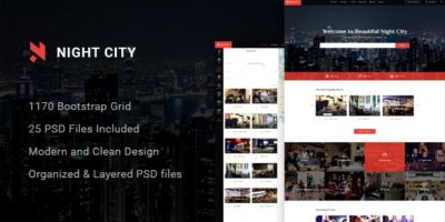 Night City - Multipurpose Geolocation Directory & Events PSD Template by unvab