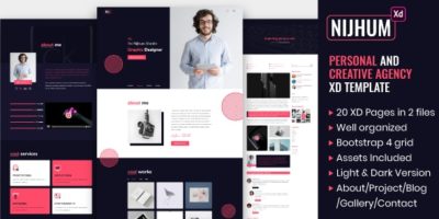 Nijhum - Personal and Creative Agency XD Template by PriyoDesign