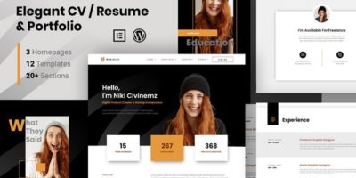Nikicivi - Elegant CV/Resume & Portfolio Elementor Template Kit by hellokuro