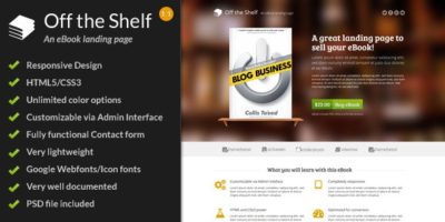 Off the Shelf - Responsive E-Book Landing Page by ShapingRain