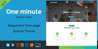 One minute - Responsive One Page Joomla Template by Theme-Olio