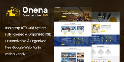 Onena Construction Hub PSD Template by sonia_dev