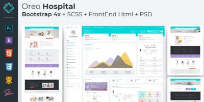 Oreo Hospital - Bootstrap 4x admin + FrontEnd HTML with PSD by thememakker
