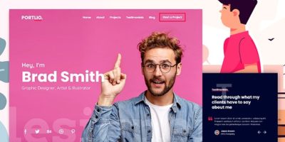 PORTLIO - Multi-Purpose Portfolio HTML Landing Page Template for Creatives by codefest