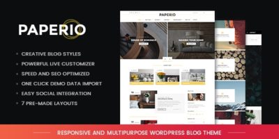 Paperio - Responsive and Multipurpose WordPress Blog Theme by themezaa