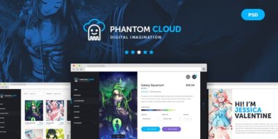 Phantom Cloud - Digital Artist Merchandising Shop PSD Template by Odin_Design