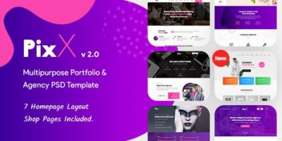 PixX — Multipurpose Portfolio & Agency PSD Template by winsfolio