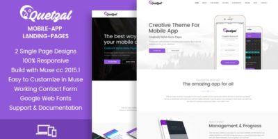 Quetzal - Muse App Landing Pages by goaldesigns