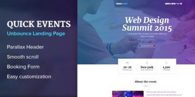 QuickEvents Responsive Unbounce Landing Page by nasirwd