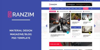 Ranzim - Material Design Blog PSD Template by WPmines