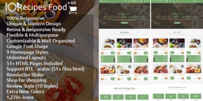Recipes Food - HTML Template by themearabia