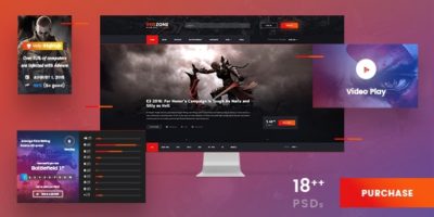 Red Zone - Game PSD Template (Blog