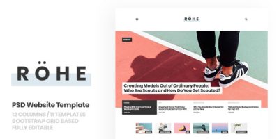 Rohe: PSD Template for Typographic Blog by WordpressThemes2Go