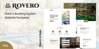 Rovero - Hotel & Booking Service Website PSD Template by Storm_and_Rain