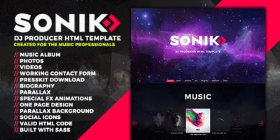 SONIK: Professional One Page Music and Dj HTML Template by QantumThemes