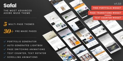 Safal: 5-in-1 Responsive Creative Multipurpose Adobe Muse Theme by VMS-Designs