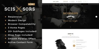 Scissors Salon & Hair Styling HTML Template by themeperch