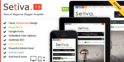 Setiva - Responsive Magazine Blogger Template by PBThemez