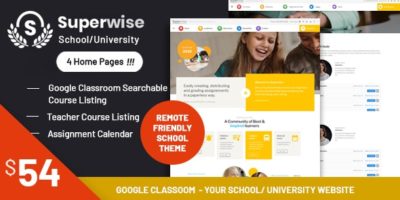 Superwise - Modern Education and Google Classroom WordPress Theme by Aislin