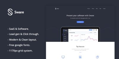 Sware - SaaS & Software Landing PSD Template by Themestun