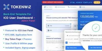 TokenWiz - ICO User Dashboard & ICO Admin Template by softnio