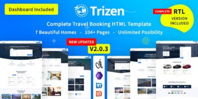 Trizen - Travel Hotel Booking HTML5 Template with Dashboard by TechyDevs