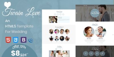 Twain Love - Responsive HTML5 Wedding Template by themepresss