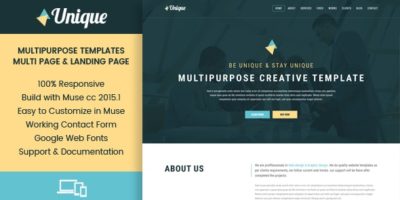 Unique - Corporate Multipurpose Muse Templates by goaldesigns