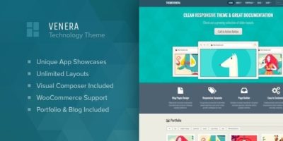 Venera - SAAS landing page and application showcase WordPress theme by Osetin