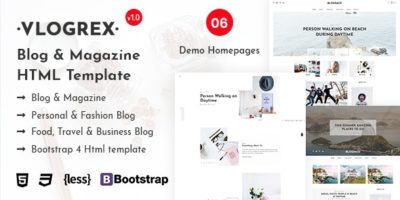 Vlogrex - Blog & Magazine HTML Template by rs-theme