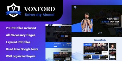 Voxford University Alumni PSD Template by webglib