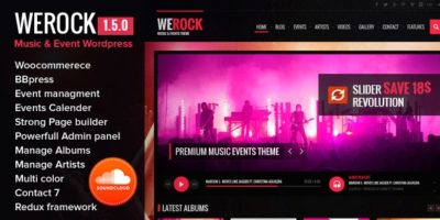 WeRock Multipurpose Music & Event WordPress Theme by xvelopers