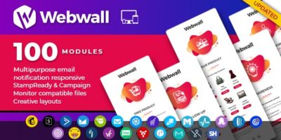 Webwall- 100 Responsive Email Notification modules with StampReady & CampaignMonitor compatible file by webwall
