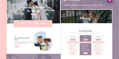 Wedoo - Online Wedding Invitation Elementor Template Kit by doodlia