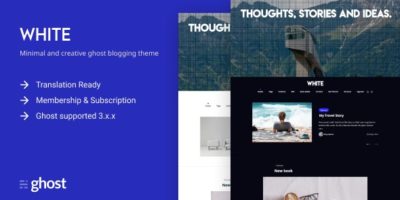 White - Minimal and creative ghost blogging theme by electronthemes
