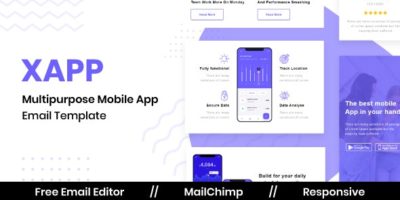XAPP - Responsive Email Template For App / SaaS With Free Email Editor by kraftnow