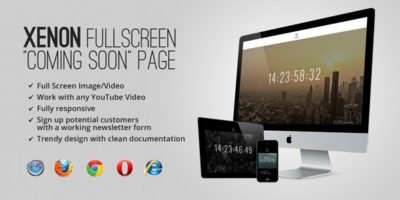 Xenon — Countdown & YouTube Video Background Page by IronTemplates