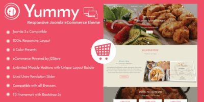 Yummy - Responsive Joomla Restaurant Template by jthemeparrot