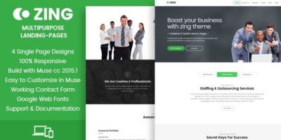 Zing - Muse Landing Pages by goaldesigns