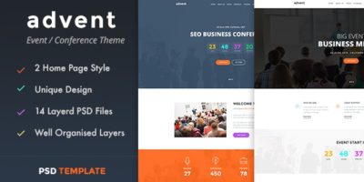 advent - Event & Conference PSD Template by CreativeGigs